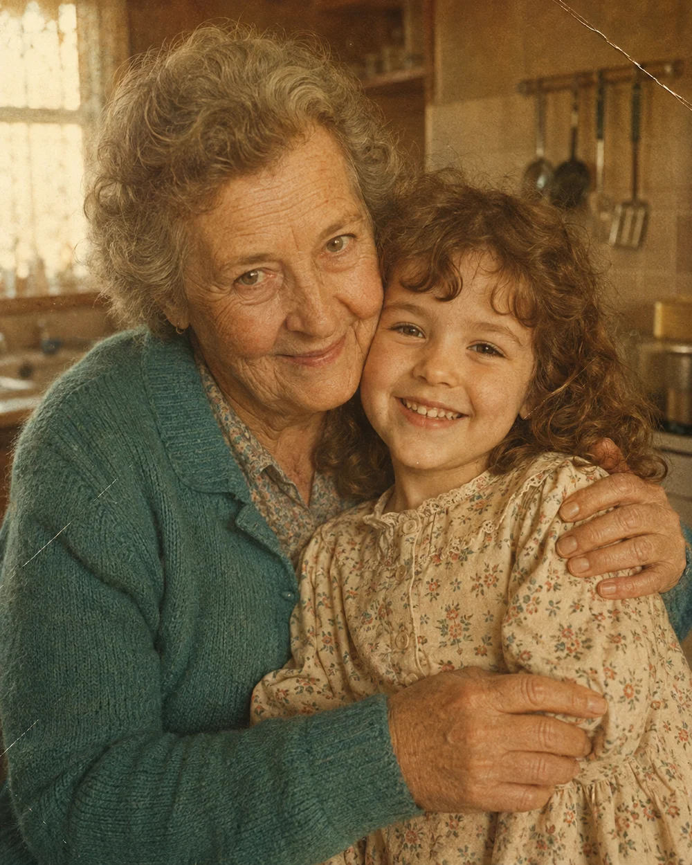 Original sample photograph with faded colour, grain and scratches